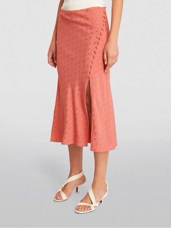 Veronica Beard Dresses & Skirts - Veronica Beard Frankonia Coral Midi Skirt with Side Button Detail